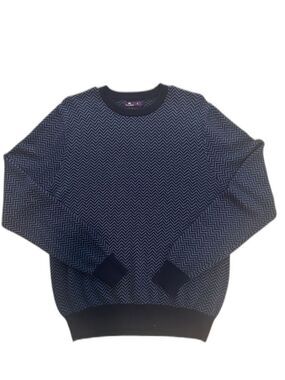 Tocco Reale Mens Cashmere Blend Chevron Sweater Blue Grey Small EUC Quiet Luxury